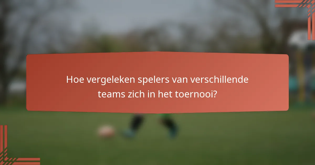Hoe vergeleken spelers van verschillende teams zich in het toernooi?