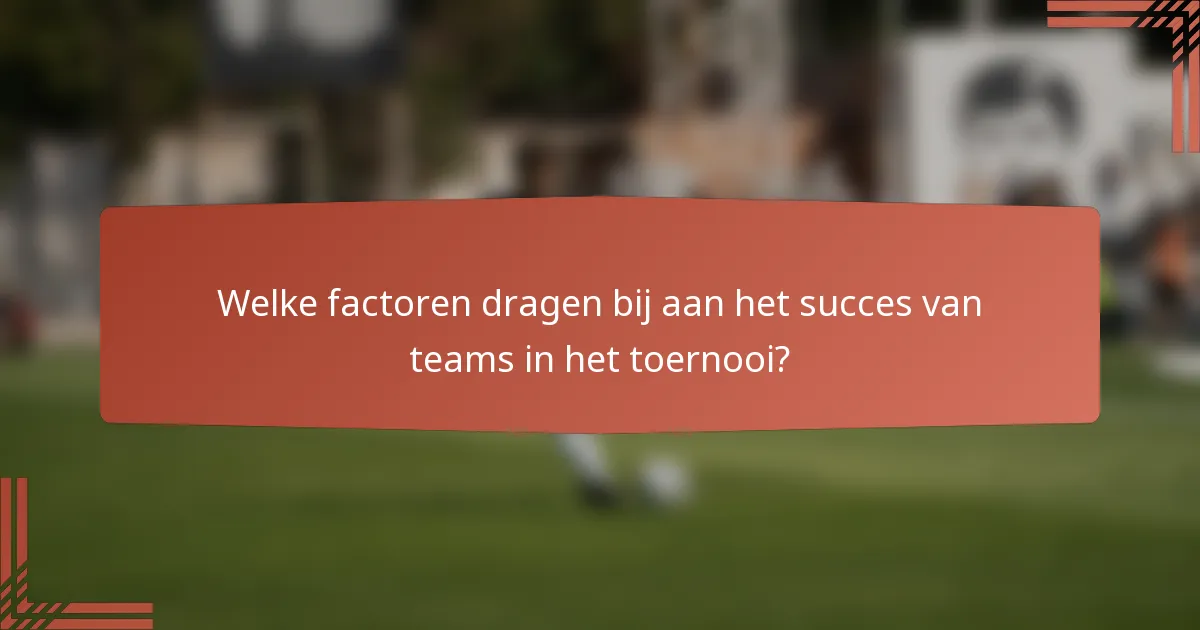 Welke factoren dragen bij aan het succes van teams in het toernooi?