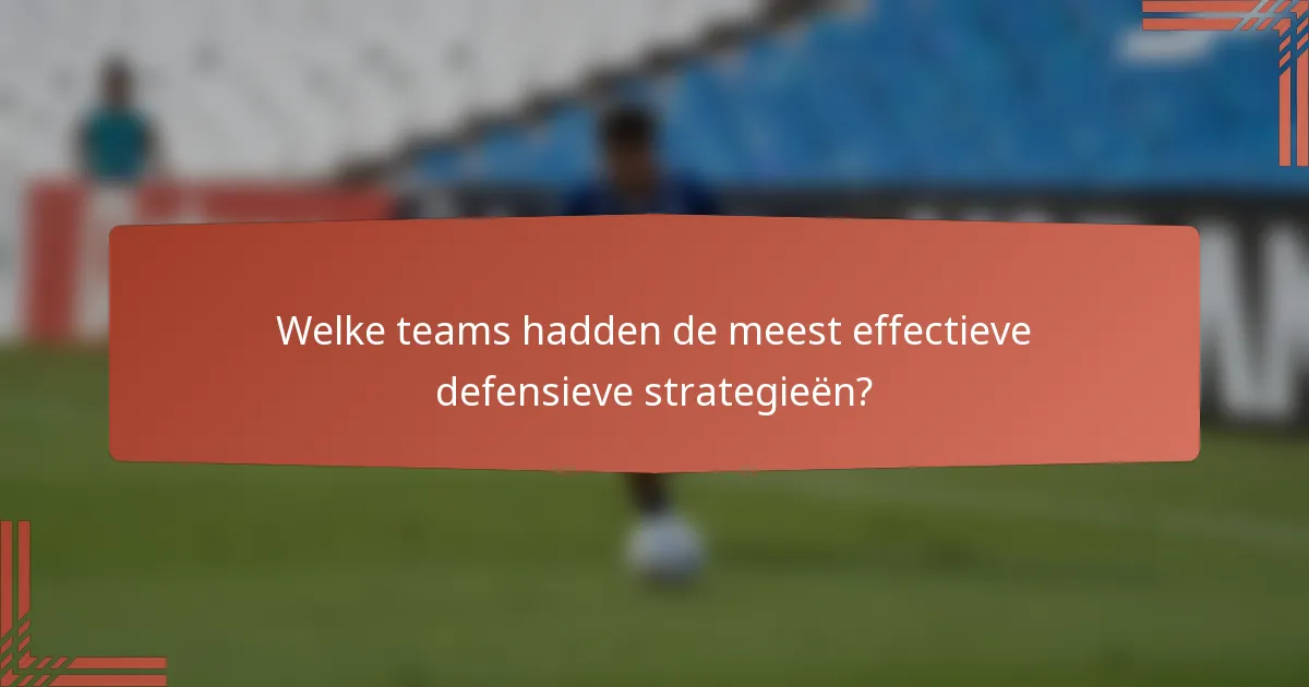 Welke teams hadden de meest effectieve defensieve strategieën?