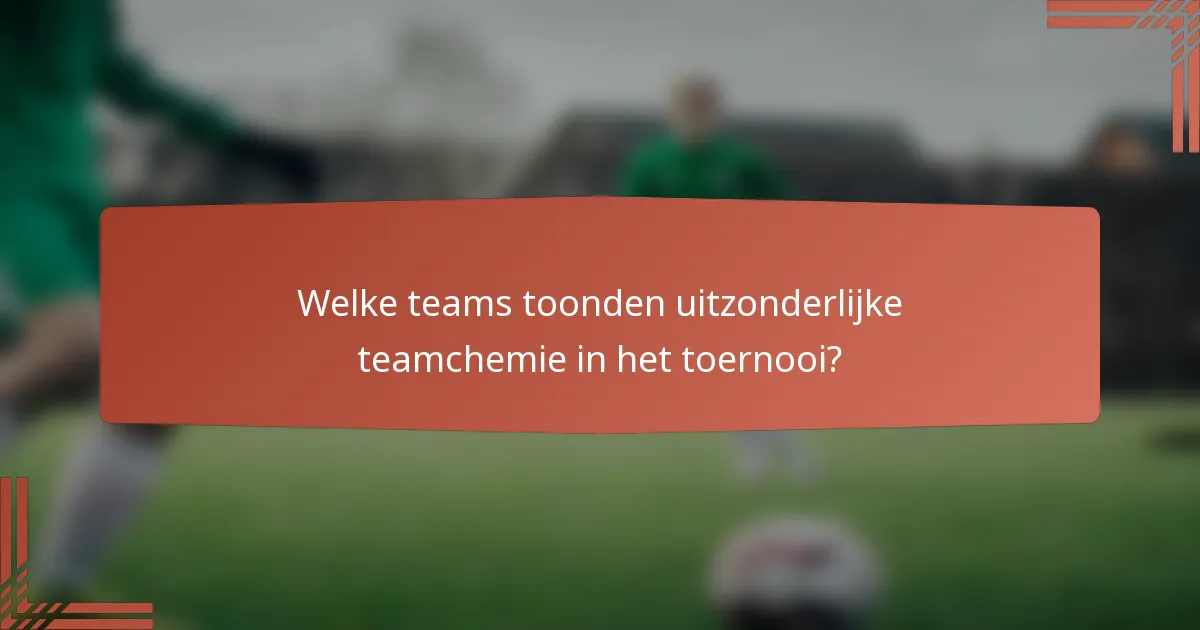 Welke teams toonden uitzonderlijke teamchemie in het toernooi?